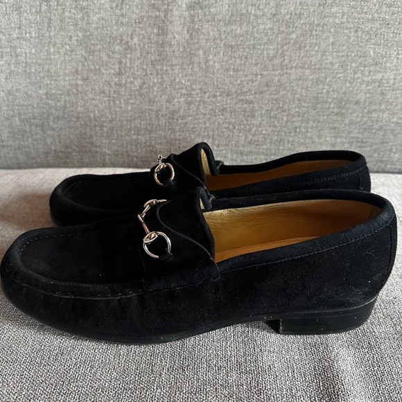 Vintage Black Suede Gucci Horsebit Loafers - Picture 2 of 4